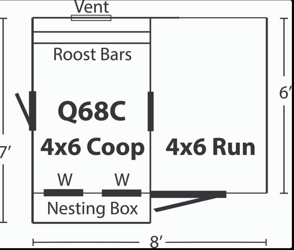 6×8 Combination Chicken Coop – White/Black